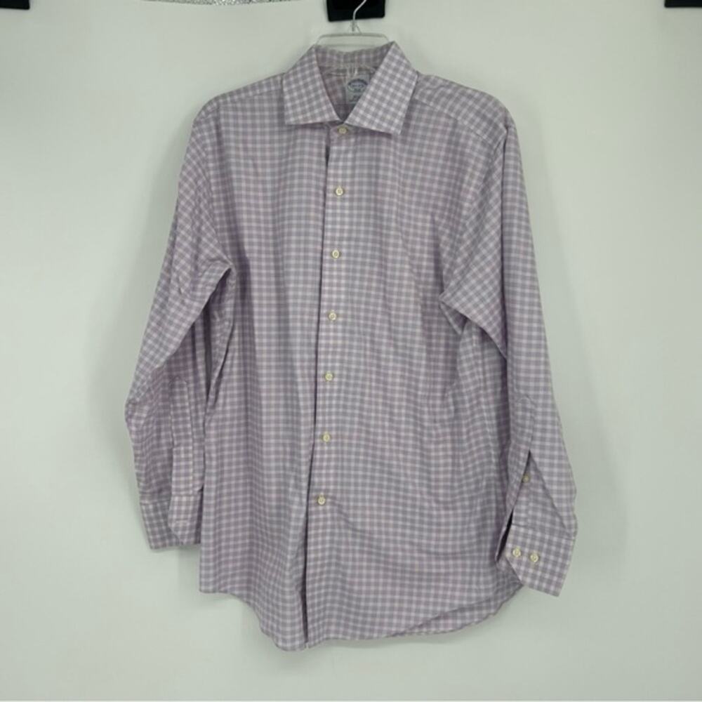 Brooks Brothers Purple Check Button Down Dress Short Size 15.5